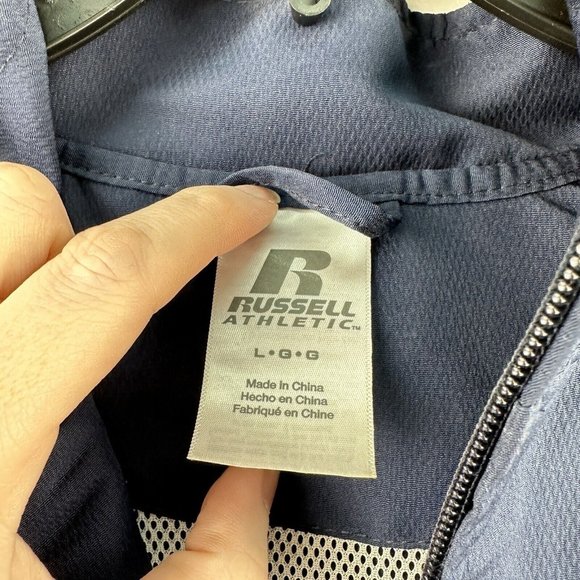 Russell Athletic Full Zip-Up Light Jacket Size L Womens Blue Yellow Pockets - Picture 5 of 10
